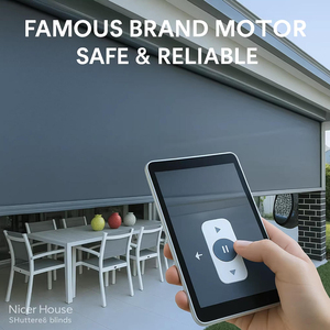 Store banne motorisé extérieur sur mesure <span class=keywords><strong>Nicer</strong></span> House, résistant au vent, imperméable, haute résistance, anti-déchirure, en PET, avec système Zip Track - Product Image 6