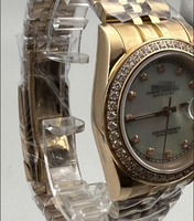 Montre à mouvement NH05, montre en or rose avec calendrier et jour de la semaine, matériau en acier inoxydable 904L, cadran serti de diamants, montre pour femme, boîtier de 31 mm