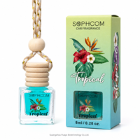 Bouteille en verre de 8 ml pour huile parfumée de voiture, diffuseur d'air suspendu avec bouchon en bois pour la décoration intérieure du véhicule, vente en gros pour les acheteurs