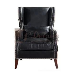Living Room Waiting Room Modern Zebra Fur Leather Back Wing Chair With Ottoman