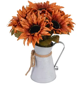 Fall Artificial Sunflower Centerpieces Fake Sunflower Potted Plants for Home Bathroom Kitchen Office Table Decor
