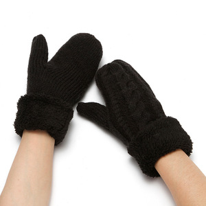 Gants d'hiver blancs pour femmes Doublure chaude-Gants épais en tricot de <span class=keywords><strong>laine</strong></span> confortable Mitaines - Product Image 5