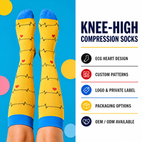 Chaussettes de sport à compression haute pour le genou, idéales pour la course à pied, le cyclisme, le fitness, les voyages, conception personnalisée, fabricant OEM en gros