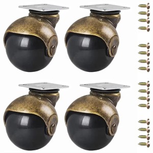 Roulettes de meubles rondes en laiton de 1,5 pouce, style boule pivotante universelle silencieuse, en PP, directement de l'usine, pour canapé - Product Image 3