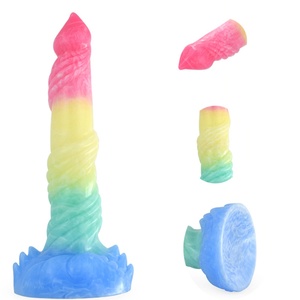 Unique Items N5033 rainbow Color Soft Silicone Sex Toy Liquid Silicone Penis Vagina Animal Penis <b>Dildo</b> Women's Sex Toys - Product Image 1