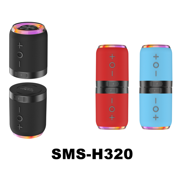 SMS H320 Magnetic Dual Wireless Speaker 10H Battery 360° Stereo Sound TWS RGB Light for Home Outdoor - Black/Blue/Red