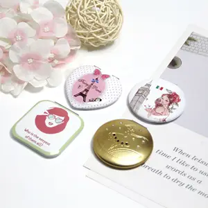 Coeur personnalisé/miroir de poche en aluminium de forme ronde/sac à main cadeau pour femme, sac à main, sac à main, sac de voyage, souvenir, miroir compact, maquillage, vente en gros