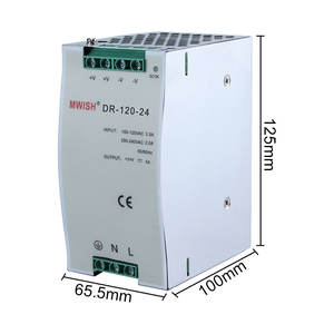 Hafif ve taşınabilir Mwish <span class=keywords><strong>Dr</strong></span>-120-24 120W 24V 5A rüzgar elektrikli ekipmanlar Din ray Switching anahtarlama güç kaynağı - Product Image 2