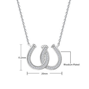 Pendentif en forme de fer à cheval en argent avec strass et diamant Collier à breloques avec pendentif en forme de fer à cheval - Product Image 4