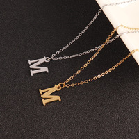 Collar con Letra para Adultos y Niños, Elegante, de Acero Inoxidable Dorado, con Colgante de Letra Inicial M, Joyería Minimalista ALN26040754