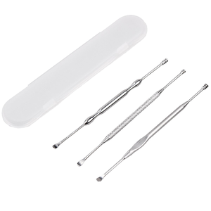 Kit de nettoyage d'oreilles en acier inoxydable de haute qualité, 3 pièces, avec boîte de transport en plastique - Product Image 1