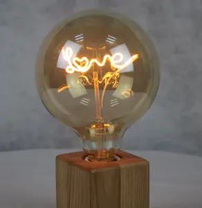 Antika Amber G125 dekoratif aşk şekil kavisli LED filament ampul