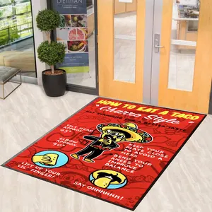 Tufted Mat Wholesale Commercial Branded Design Printed Teppich Mit Logo Outdoor Carpet Store Rug Doormat Entrance Floor Custom Logo Mat