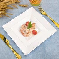 Assiettes en plastique jetables carrées blanches de 9 pouces et 13,5 pouces, 60 pièces, assiettes pour mariage, anniversaire, Halloween et fête