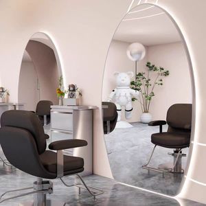 Miroir de coiffure moderne en verre, durable, sur pied, mobilier de salon commercial - Product Image 5