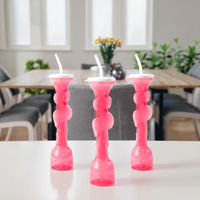 Gobelet en plastique grande capacité, design flamant rose, pour smoothies, jus et boissons, idéal pour mariages, festivals, événements extérieurs, avec couvercle et paille assortis, personnalisable en couleur et logo