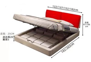 Precio de fábrica Marco de cama de almacenamiento nórdico Cama suave multifuncional tapizada de cuero tamaño King de alta calidad con cajones - Product Image 4