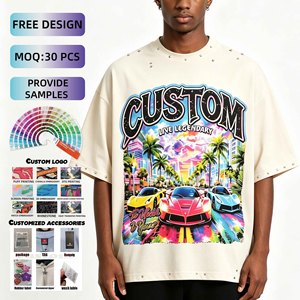 Maglietta Personalizzata DTG Stampata Streetwear Racing City Skyline in Cotone Pesante 100% Lavorato a Maglia Lavato Nero Vestibilità Regolare con Borchie Formale da Uomo - Product Image 1