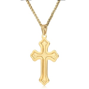 yunnique <b>Cross</b> Pendant Necklace Steel Gold Zinc Alloy Geometric Design Gift Jewelry for <b>Men</b> Women - Product Image 3