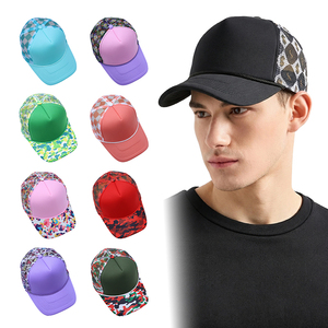 Casquette Trucker Sportive en Maille Imprimée à 5 Panneaux, Vente en Gros, pour Femmes et Hommes, Décontractée, d'Été, en Mousse avec Corde et Motif à Carreaux - Product Image 1