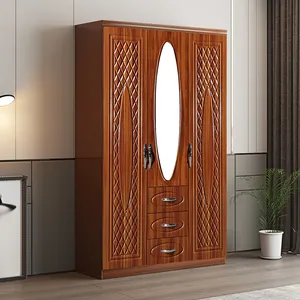 Cheap Wooden Simple wardrobe Classic Design Bedroom Furniture 3 Door mdf wardrobe furniture with drawers