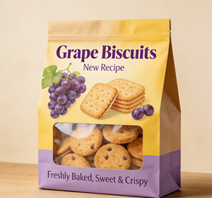 Sacs en papier kraft refermables de haute qualité avec impression personnalisée, matériau de qualité alimentaire, sacs à fermeture éclair avec fenêtre transparente pour biscuits, sacs alimentaires - Product Image 3
