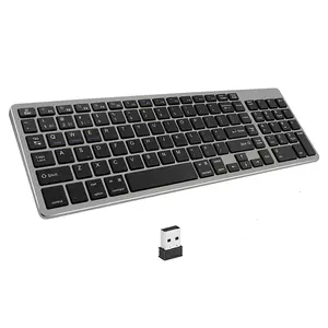 Clavier sans fil multi-appareils pour tablette, téléphone, ordinateur 2.4G sans fil rechargeable Clavier compatible Mac Android