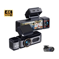 Caméra embarquée 4K à 3 canaux (avant, arrière et intérieur) 4K+1080P+1080P, triple vision nocturne, contrôle WiFi via application, pour enregistreur de voiture
