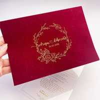 Impression de Logo personnalisé, enveloppe de velours de luxe vert foncé rouge, enveloppe de mariage en velours Vintage en daim