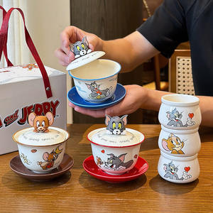 ชุดกาน้ำชาเซรามิกทอมแอนด์เจอร์รี่พร้อมฝาปิด กล่องของขวัญแต่งงาน ลายพิเศษ ชามเซรามิกสำหรับโอกาสพิเศษ - Product Image 1
