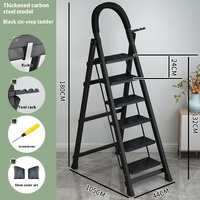 Petite échelle portable à six marches, échelle pliante multi-usage télescopique épaissie pour l'intérieur, échelle à chevrons