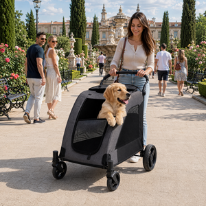 Grande poussette pliable <span class=keywords><strong>pour</strong></span> animaux de compagnie, 4 roues, grande capacité, <span class=keywords><strong>chariot</strong></span> <span class=keywords><strong>pour</strong></span> animaux de compagnie âgés, blessés, handicapés, chiens et chats de taille moyenne à grande, voyages en plein air - Product Image 1