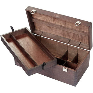 Wholesale Custom Rectangle Wooden Artist Supply Box Wood Stationery Storage Box