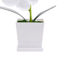 HDL01 Künstliche weiße Phalaenopsis-Orchidee mit silbernem Blumentopf für Wohnzimmer, Büro, Party, Hochzeits dekoration