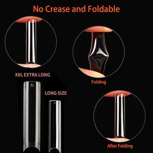 120 pz punte per unghie in acrilico diritta quadrate Extra lunghe per mezza copertura quadrate XXL punte senza punte per unghie in Gel curva C per l'estensione delle unghie - Product Image 5