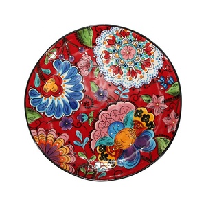 ชุดจานอาหารค่ำลายดอกไม้สีแดงขนาดใหญ่ลายเพ้นท์มือสำหรับใช้ในครัวเรือน - Product Image 2