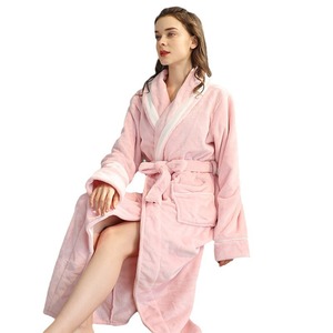 Bata de Franela Larga Unisex para Otoño e Invierno, Cintura Elástica, Talla Grande, <span class=keywords><strong>Pijama</strong></span> de una Pieza, Camisón para Parejas, Diseño para Hombre y Mujer - Product Image 5