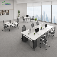 Estación de Trabajo de Oficina Extensible con 6 Gabinetes Modulares Modernos con Cajones, Escritorio de Diseño Abierto, Divisores Acústicos y Gestión Triple de Cables