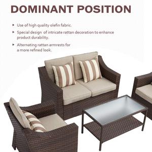 4 cái mây wicker đồ gỗ ngoài trời bán Set Patio vườn mây Sofa ghế ngoài trời Set-ra cửa bảng cho nhà hàng - Product Image 3
