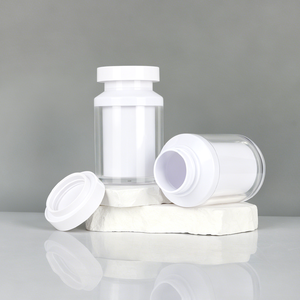 Bouteilles en plastique à double paroi de 100 ml en PS pour produits de santé, contenants pour capsules et pilules avec bouchon en PP, personnalisation possible - Product Image 4