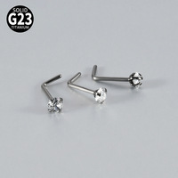 En gros : Piercings de nez en titane G23, Piercings de nez basiques, Anneaux de nez en zircon rond en forme de L, Piercings de septum en forme d'étoile à cinq branches, Piercings de septum en forme de S, Piercings de septum en barre droite