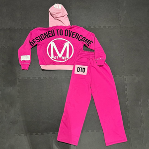 Personalizado de los hombres de diamantes de imitación desgastado bordado chándal Streetwear chándal holgado rayas pantalones de chándal y Sudadera con capucha conjunto - Product Image 4