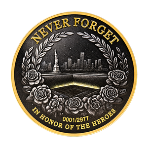 Moneta Commemorativa 3D con Corona di Rose in Rilievo per 911 Vittime 2001-2026, Souvenir in Metallo, Mai dimenticare i Eroi - Product Image 2