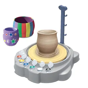 QS Wholesale Educational Children DIY Art Craft Painting Drawing Toy Electric Mini 3D Owl Clay Pottery Wheel Machine Table Toys