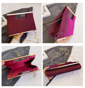 <span class=keywords><strong>Euro</strong></span> mode métallisé cadre pochette <span class=keywords><strong>en</strong></span> cuir pochette sac à main femmes longue chaîne sac à bandoulière brillant paillettes fête bal Date sacs à main - Product Image 2