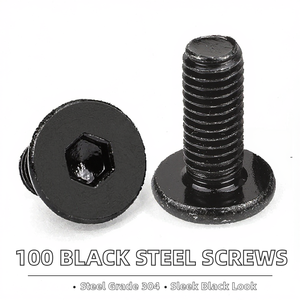 Vis à tête plate ultra-mince en acier inoxydable 304, plaqué zinc noir, 100 pièces/sac, M2-M8, métrique A2-70 - Product Image 2