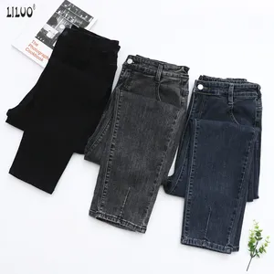Liluo Woman Clothes Jeans High Waist Loose Straight Pants Blue Grey Black Vintage Quality Fashion Harajuku Denim Trousers