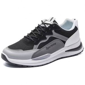 Chaussures de course décontractées pour hommes de haute qualité, design tendance, empeigne en mesh, blanches, à lacets, augmentant la taille, chaussures de sport - Product Image 1