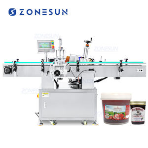 ZONESUN-Máquina automática de etiquetado de etiquetas adhesivas, cubos de mermelada de frutas, botella cónica, loción, parte delantera y trasera, 2017 - Product Image 1