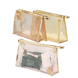 透明小便携式化妆袋旅行金线化妆包